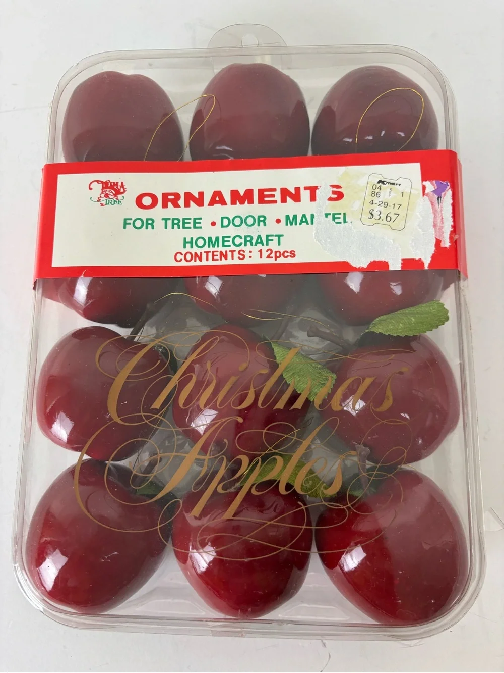 Vintage Christmas Apple Ornaments - Red Set of 12-NEW